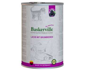 Baskerville Super Premium Cat Kitten Lachs Mit Brombeeren Wet