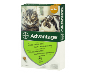 Bayer Advantage краплі на холку від бліх для котів і кролів 