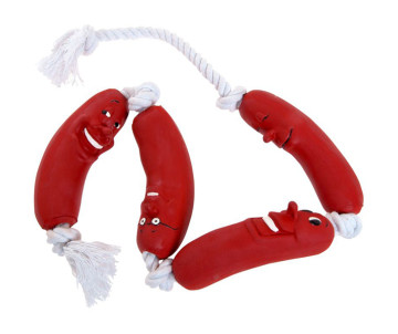 Flamingo Sausage On Rope сосиска на мотузці іграшка для собак