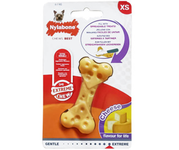 Nylabone Extreme Chew Cheese Bone Сырная косточка, жевательная игрушка для собак, вкус сыра