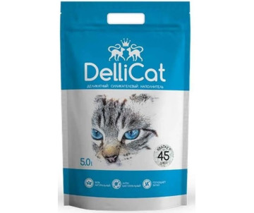 DelliCat Blue, мелкая фракция, силикагелевый наполнитель для кошачьего туалета