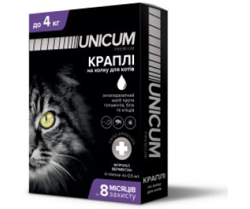 Unicum premium Краплі від бліх і кліщів для котів, 1 шт