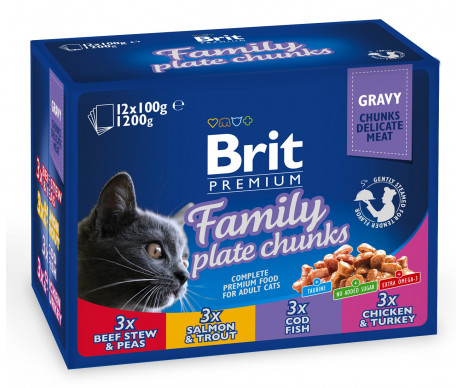 Brit Premium Cat Adult Family Plate Chunks Gravy