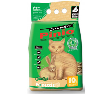 Super Pinio Деревний наповнювач для котячого туалету з ароматом зеленого чаю