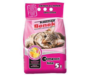 Super Benek Бентонитовый Компактный наполнитель для кошачьего туалета с ароматом цитрусовой свежести