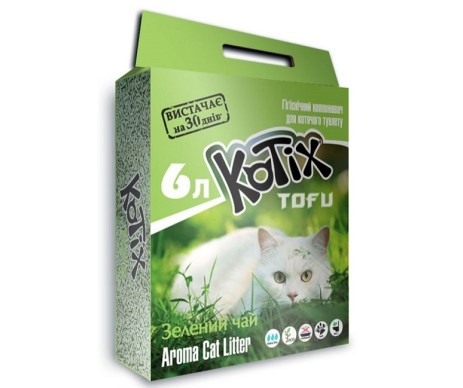 Kotix Tofu Green Tea Соевый наполнитель для кошачьего туалета, с ароматом зеленого чая
