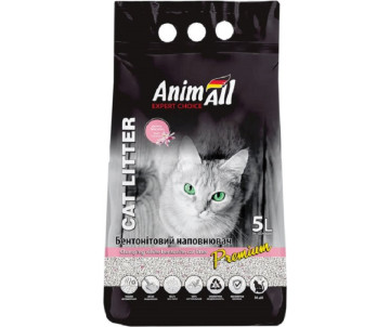 AnimAll Бентонитовый белый наполнитель для кошачьего туалета с ароматом детской пудры