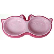 AnimAll Котенок двойная пластиковая миска для кошек, Розовая