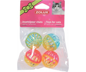 ZOLUX Игрушка для кота - набор 4 шарика с колокольчиками 